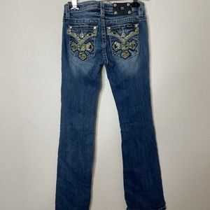 Miss Me Girl’s Bootcut Jeans Sz 14 Medium Wash Embroidered Rhinestone Pockets
